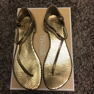 Michael Kors Gold Kristen Thong Sandal 8.5